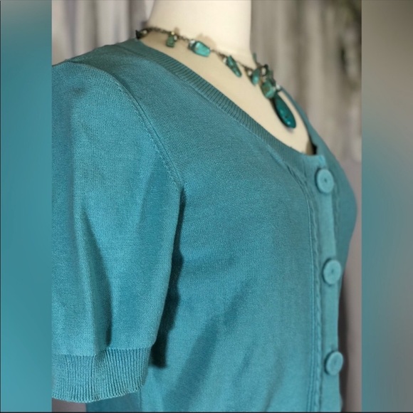 Liz & Co Blue Sweater Cardigan Kitted size Medium - Picture 6 of 8